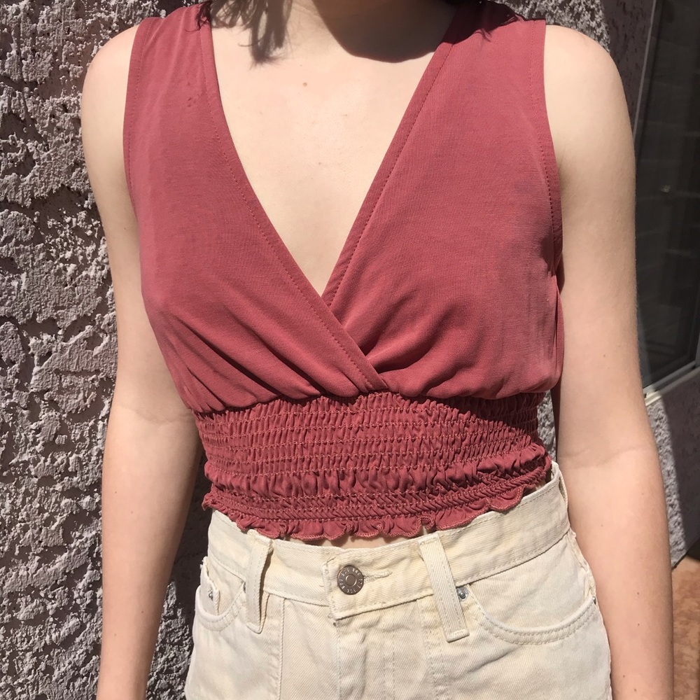 Urban Outfitters Textured Surplice Cropped Top